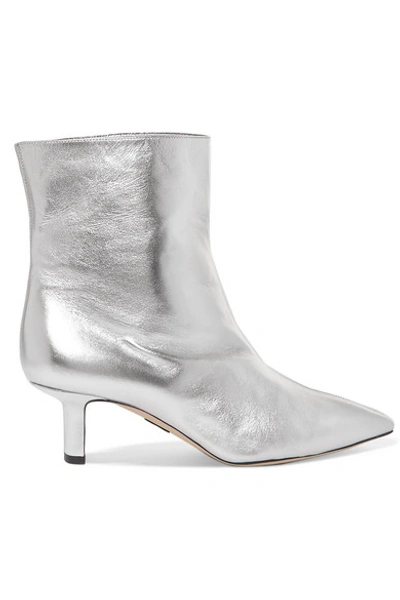 Shop Paul Andrew Mangold Metallic Leather Ankle Boots In Silver