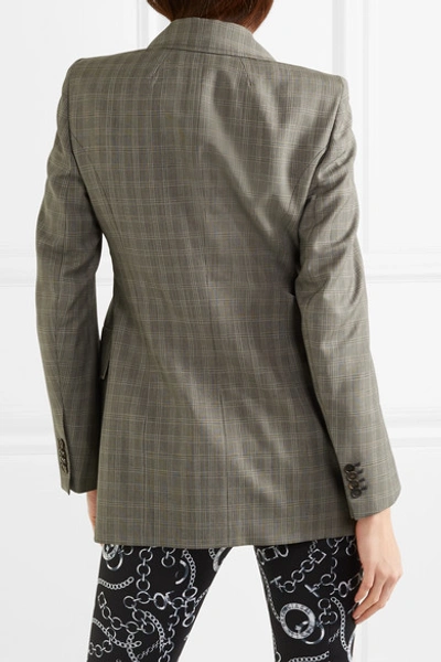 Shop Balenciaga Hourglass Checked Wool And Mohair-blend Blazer In Beige
