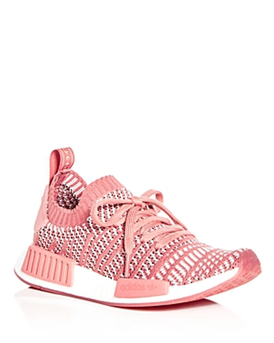 Shop Adidas Originals Women's Nmd R1 Knit Lace Up Sneakers In Ash Pink