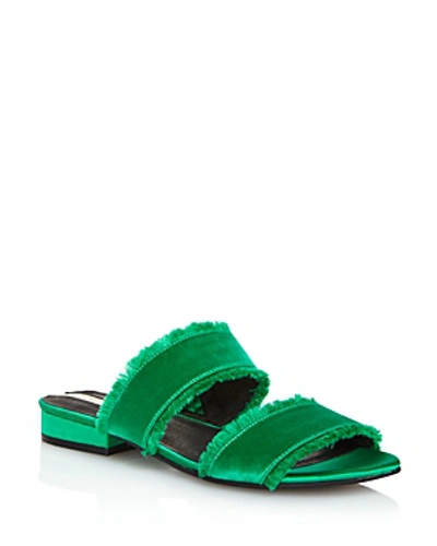 Shop Kenneth Cole Women's Viola Satin Fringe Slide Sandals - 100% Exclusive In Green