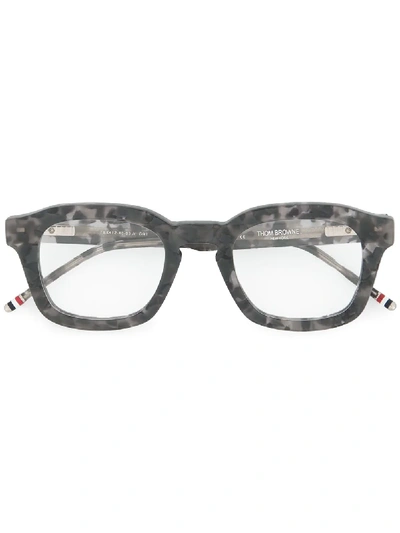 Shop Thom Browne Eyewear Marble Effect Square Glasse - Grey