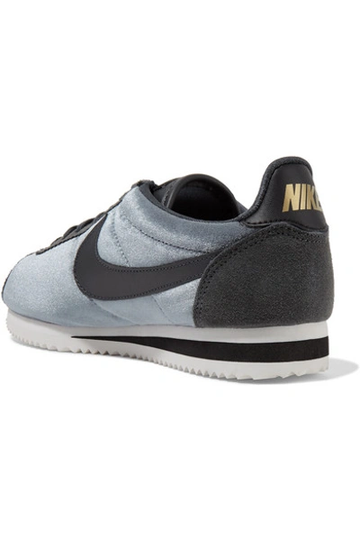 Shop Nike Classic Cortez Suede And Leather-trimmed Velvet Sneakers In Anthracite