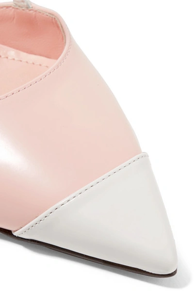 Shop Prada Logo-print Glossed-leather Slingback Pumps In Baby Pink