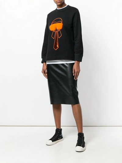 Shop Fendi Karlito-embroidered Sweatshirt - Black