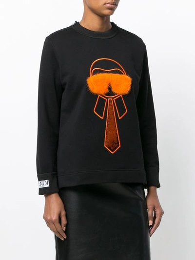 Shop Fendi Karlito-embroidered Sweatshirt - Black