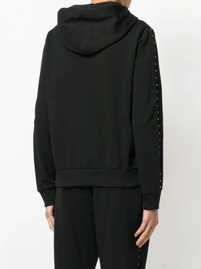 Shop Versace Jeans Studded Hooded Sweatshirt - Black