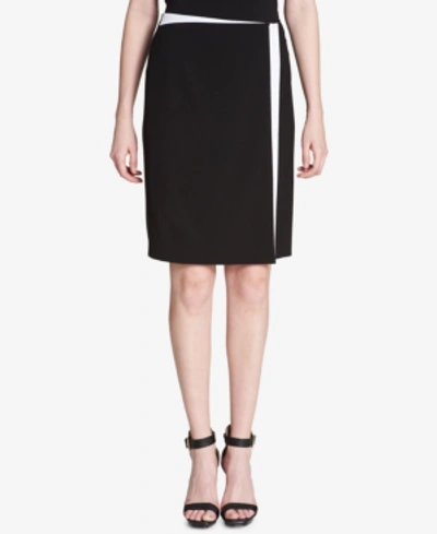 Shop Calvin Klein Colorblocked Wrap Skirt In Black