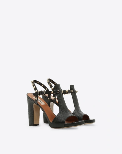 Shop Valentino Grain Calfskin Leather Rockstud Platform Sandal 100mm In Black