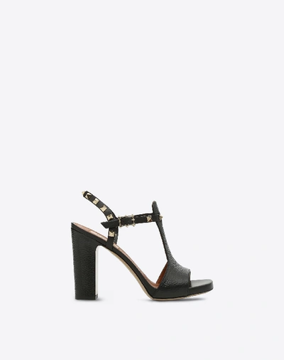 Shop Valentino Grain Calfskin Leather Rockstud Platform Sandal 100mm In Black