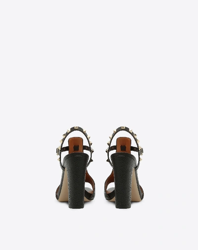 Shop Valentino Grain Calfskin Leather Rockstud Platform Sandal 100mm In Black