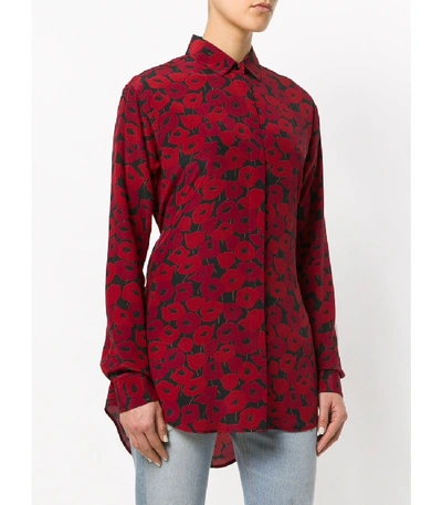 Shop Saint Laurent Poppy Print Shirt In Red