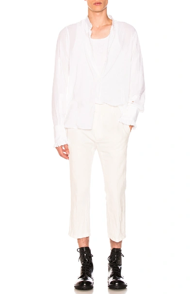 Shop Ann Demeulemeester Flat Front Trousers In White. In Off White