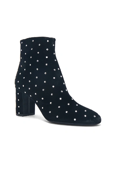 Shop Saint Laurent Crystal Embellished Velvet Loulou Pin Boots In Black