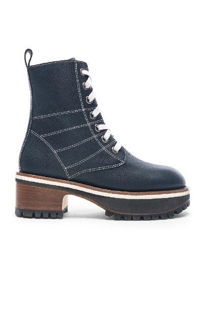 Shop Sies Marjan Leather Jessa Combat Boots In Blue