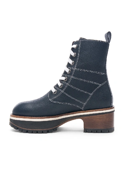 Shop Sies Marjan Leather Jessa Combat Boots In Blue
