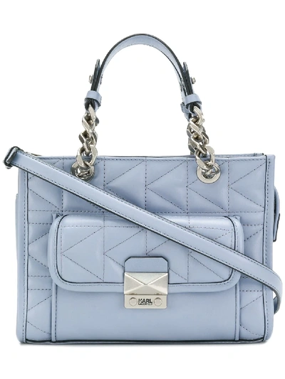 Shop Karl Lagerfeld K/kuilted Shoulder Bag - Blue