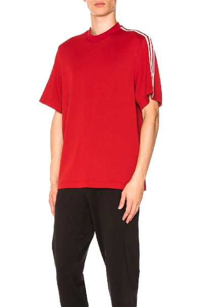 Shop Y-3 3-stripes Tee In Chili Pepper & Undyed