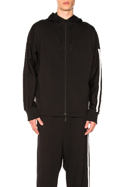 Shop Y-3 3-stripes Hoodie In Black & Core White