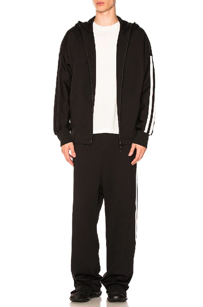 Shop Y-3 3-stripes Hoodie In Black & Core White