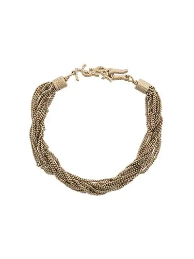 Shop Saint Laurent Loulou Twisted Chains Bracelet In Metallic