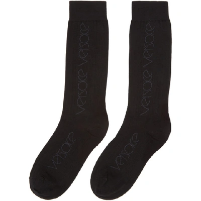 Shop Versace Black Logo Socks