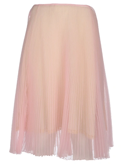 Shop Prada Organza Plissé A-line Skirt In Rose