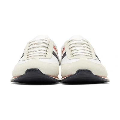 Shop Thom Browne White Suede & Tech Running Sneakers