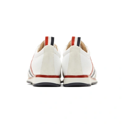 Shop Thom Browne White Suede & Tech Running Sneakers