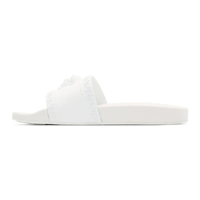 Shop Versace White Medusa Pool Slides In D01 White