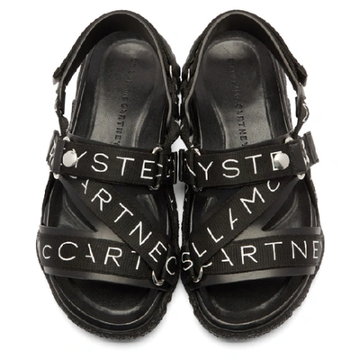 Shop Stella Mccartney Black Logo Sandals In 1006 Black
