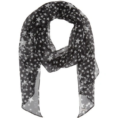 Shop Stella Mccartney Black And White Silk Star Scarf In 1000 Black