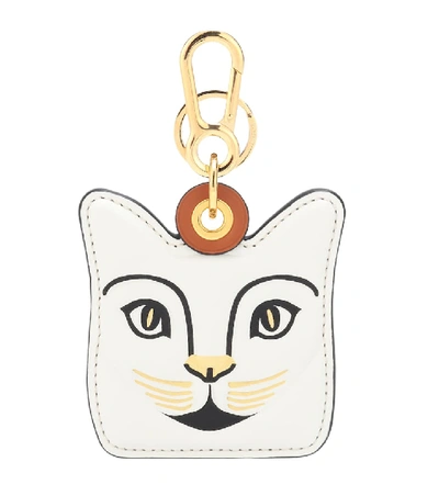 Shop Loewe Cat Leather Bag Charm In White
