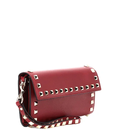 Shop Valentino Rockstud Leather Wallet In Red
