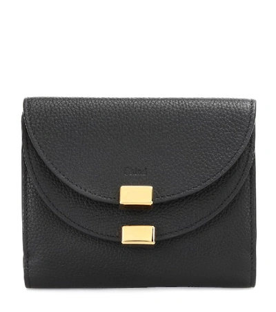 Shop Chloé Georgia Leather Wallet In Black