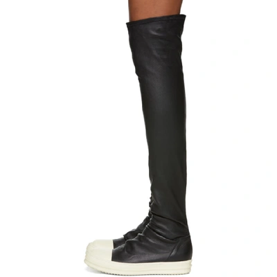 Shop Rick Owens Black And White Stocking Thigh-high Boots In 91 Black/wh