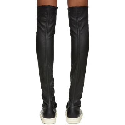 Shop Rick Owens Black And White Stocking Thigh-high Boots In 91 Black/wh