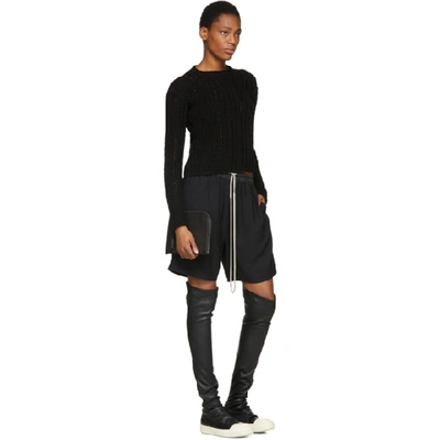 Shop Rick Owens Black And White Stocking Thigh-high Boots In 91 Black/wh