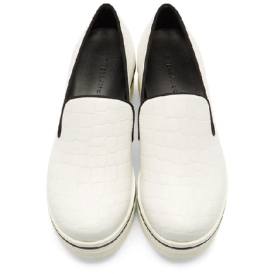 Shop Stella Mccartney White Croc Binx Slip-on Sneakers In 9160 Chalk/