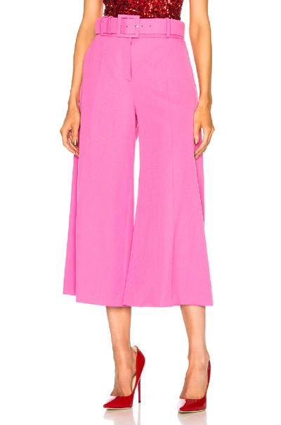 Shop Oscar De La Renta Cropped Wide Leg Trousers In Pink