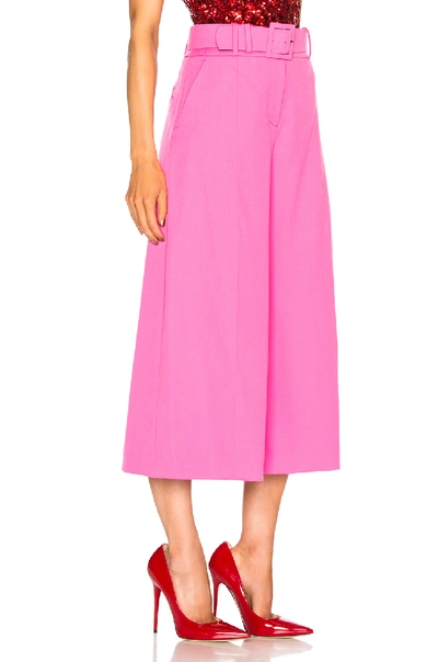 Shop Oscar De La Renta Cropped Wide Leg Trousers In Pink