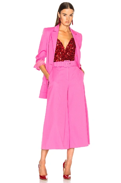 Shop Oscar De La Renta Cropped Wide Leg Trousers In Pink