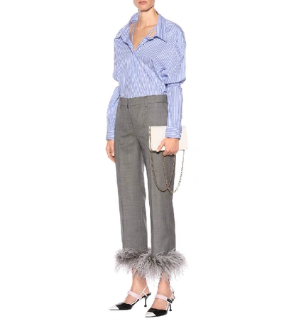 Shop Prada Feather-trimmed Trousers