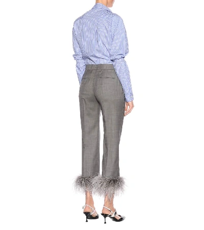 Shop Prada Feather-trimmed Trousers