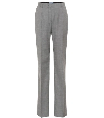Shop Prada Wool-blend Trousers In Grey