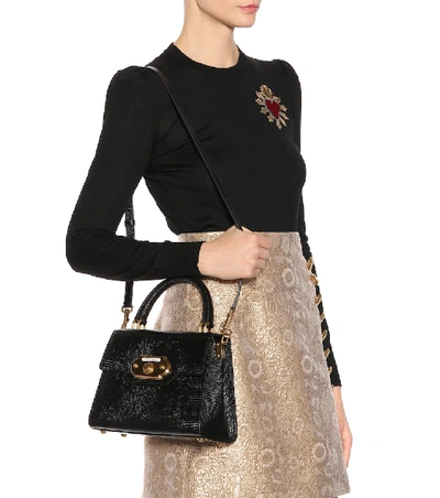 Shop Dolce & Gabbana Welcome Leather Shoulder Bag In Black