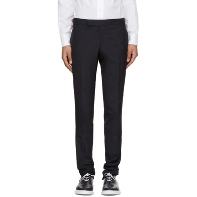 Shop Thom Browne Navy Low-rise Skinny Trousers In 415 Navy