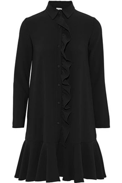 Shop Iris And Ink Woman Cameron Ruffled Cady Mini Shirt Dress Black