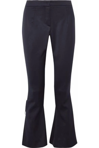 Shop Mother Of Pearl Woman Faux-pearl Cady Flared Pants Navy