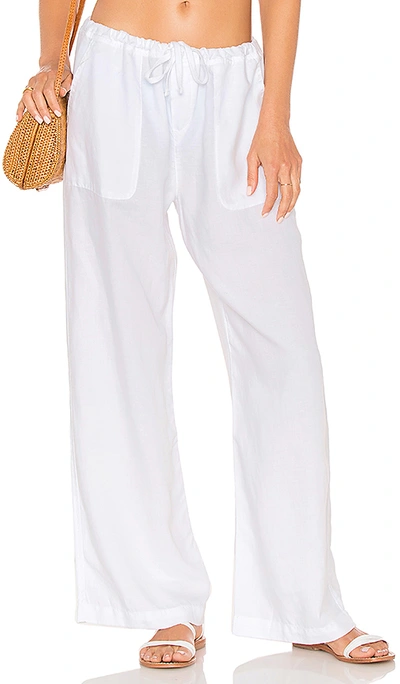 Seafolly Wide-leg Drawstring Linen Beach Pants In White | ModeSens