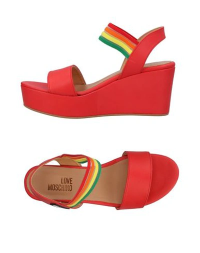 Shop Love Moschino Sandals In Coral
